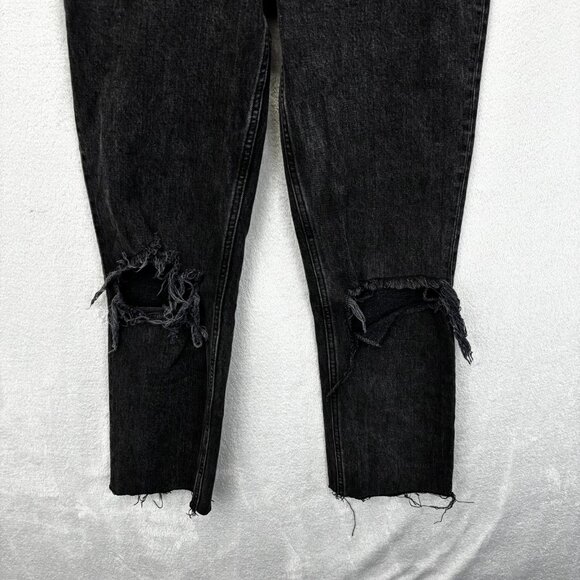 Abercrombie & Fitch 90s Straight High Rise Distressed Jeans Womens 26 2 R Black - Picture 6 of 16